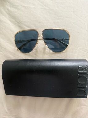 Dior Gold Frame Navy Lens Aviator Sunglasses